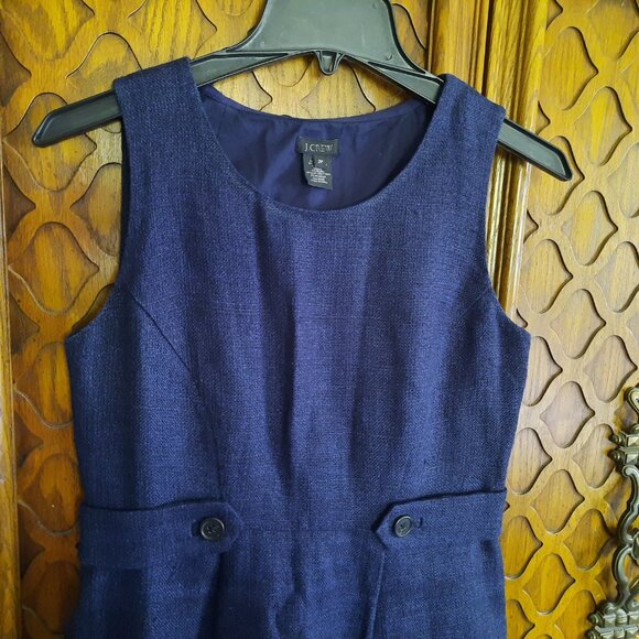 J. Crew Navy Blue Sheath Dress with Waist Tabs - Size 2P - Picture 4 of 16